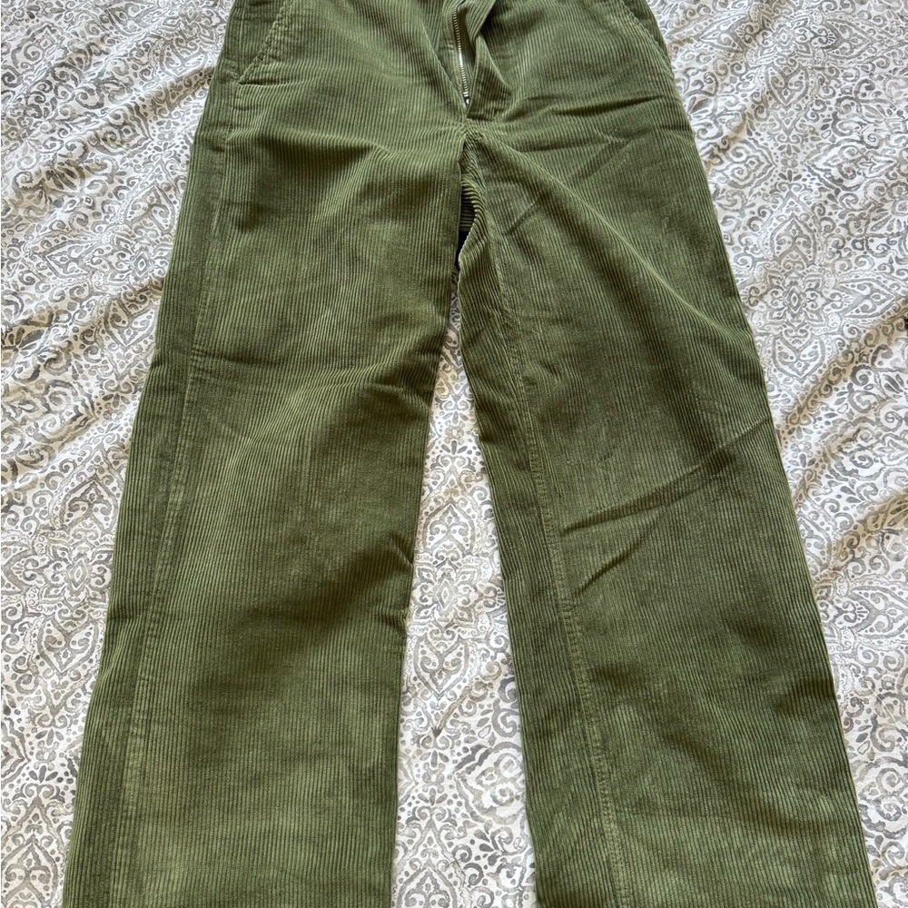 TNA Green Corduroy Pants Timeless Style